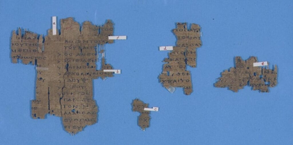 A fragment of a second century Greek version of Irenaeus's Against Heresies from the Oxyrhynchus Papyri. P. Oxyrhynchus 405.